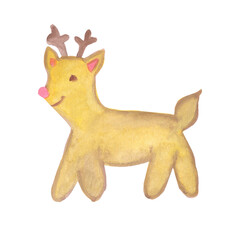 Christmas deer children's watercolor illustration base for creativity design postcards tableware textiles