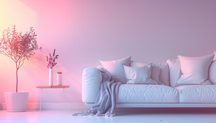 modern living room concept, White Scandinavian interior design with sofa, Ona a pastel dark colour - obrazy, fototapety, plakaty