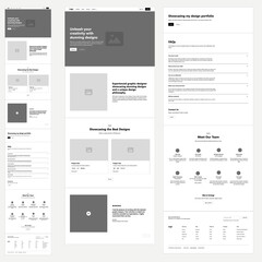 Website Wireframe Vector - Graphic Designer Portfolio Template
