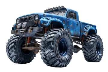 Dirty monster truck isolated on transparent background