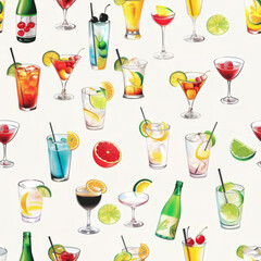 Illustrated Cocktail Pattern - 781394840