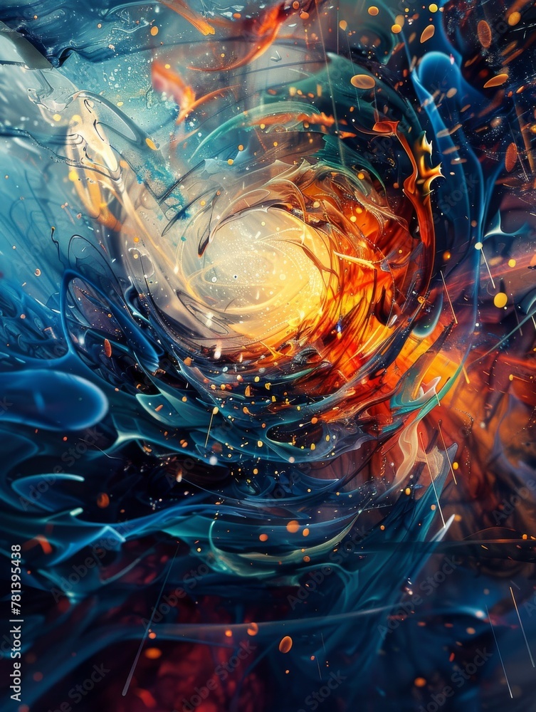 Aufkleber abstract movement: dynamic expressions of form and color in digital art