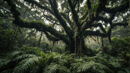 Fototapeta premium Old tree in the forest AI Generative image