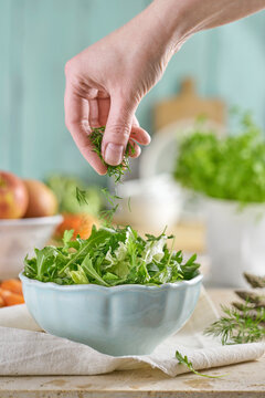 Herb salad sprinkled with dill