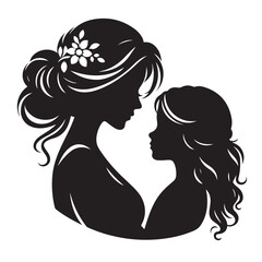 Mother daughter silhouette,Mother son, silhouette, vector files, EPS, Mather's day,