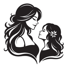 Mother daughter silhouette,Mother son, silhouette, vector files, EPS, Mather's day,