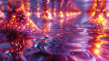 Abstract Techno Landscape, Vibrant Nanostructures with Dynamic Light