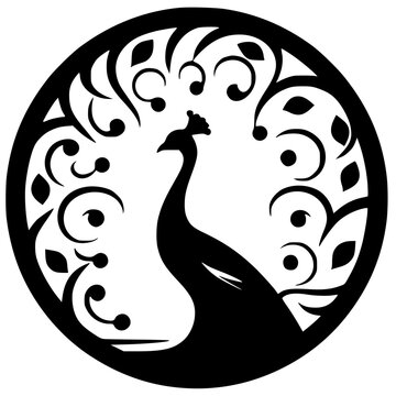 recommend clip art: Beautiful peacock silhouette