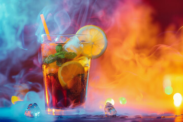 cool ice tea refreshment in vibrant colorful smoke (5)