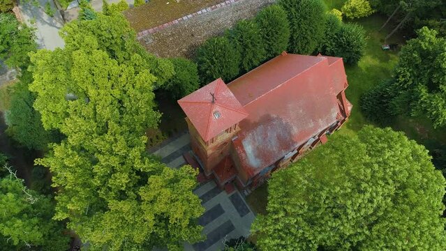 Church In Trzesacz Kosciol Milosierdzia Bozego Aerial View Poland