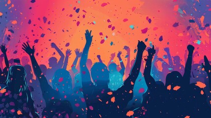 Sleek vector art portraying the energetic atmosphere of a party celebration. - obrazy, fototapety, plakaty