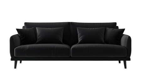 Fototapeta premium Modern leather black lounge sofa on the transparent background