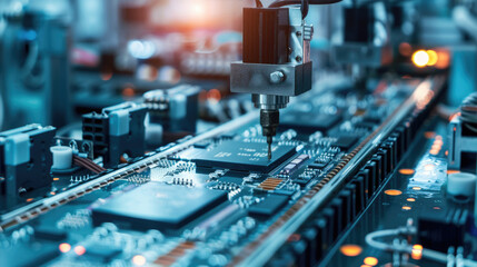 Electronics manufacturing process in a factory