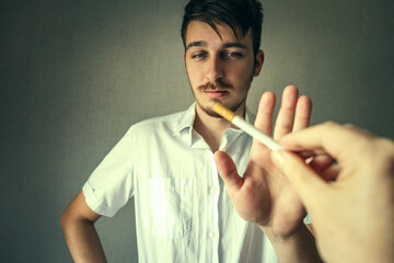 Man Refuse a Cigarette