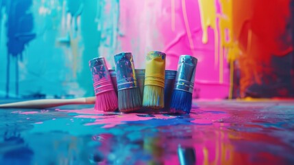 Brighten your home with our CMYK paint selection and brushes, perfect for any DIY enthusiast, in stunning 4k