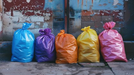 Colored garbage bags roll