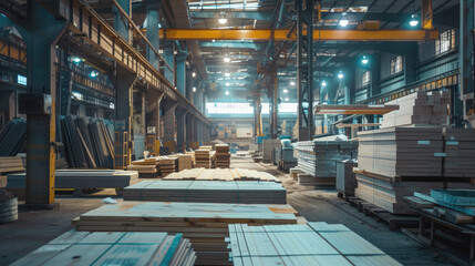 Production of building materials at the factory