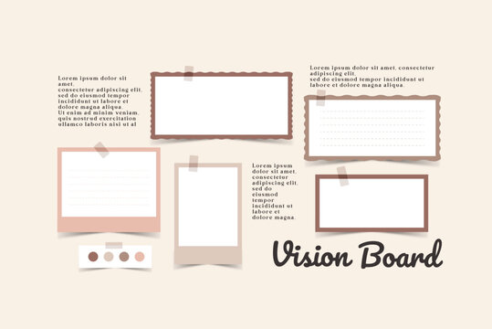 Vector photo collage template moodboard pictures grids vector illustration, vision board	
