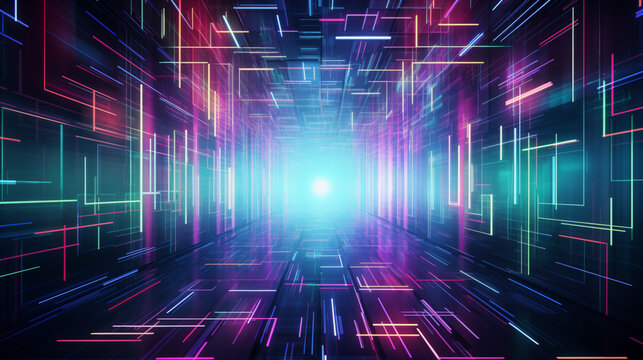 cyberpunk abstract background, featuring a mesmerizing blend of cybernetic elements and artistic flair