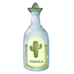 Illustration of Tequila, alcoholic beverage clipart