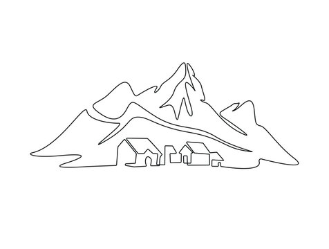 hill one line art drawing 