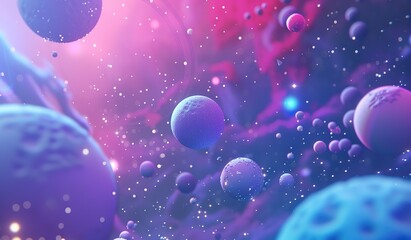 Mesmerizing abstract universe with floating spheres in vibrant colors
