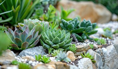 Lush succulent garden on a sunny day