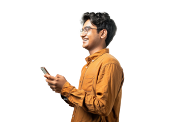Young South Asian Man with Smartphone