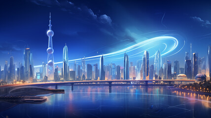 futuristic city at night