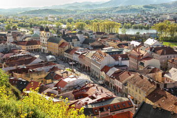 Slovakia,Trenčín 
The city Trenčín in western Slovakia. Beautiful panorama view from the top of...