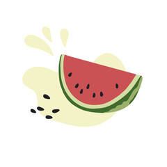 Watermelon flat simple vector illustration. Fresh green natural and organic fruit. Isolated.