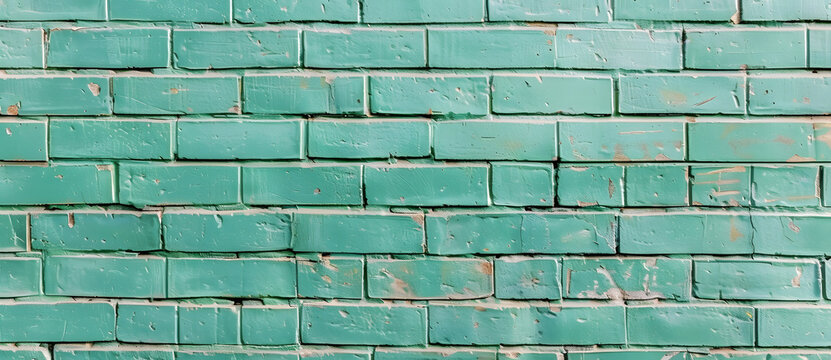 Texture murale de briques vert menthe