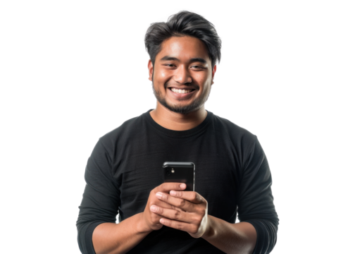 Smiling South Asian Man with Phone