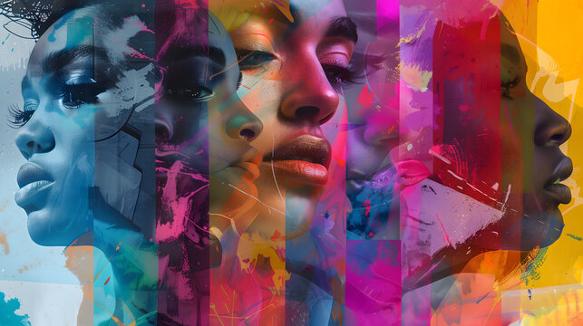 Collage de portraits et diversité chromatique