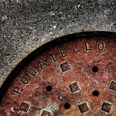 Old Pocatello Man Hole Cover Iron Industrial - 781415247