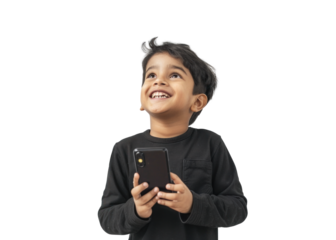 Smiling South Asian Child with Phone