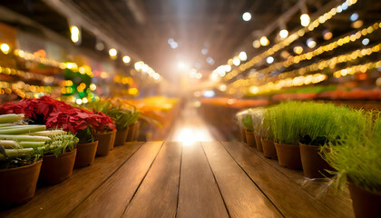Blurred background of a light modern supermarket interior, sweet romantic moment on digital art concept, Generative AI. - 781415497