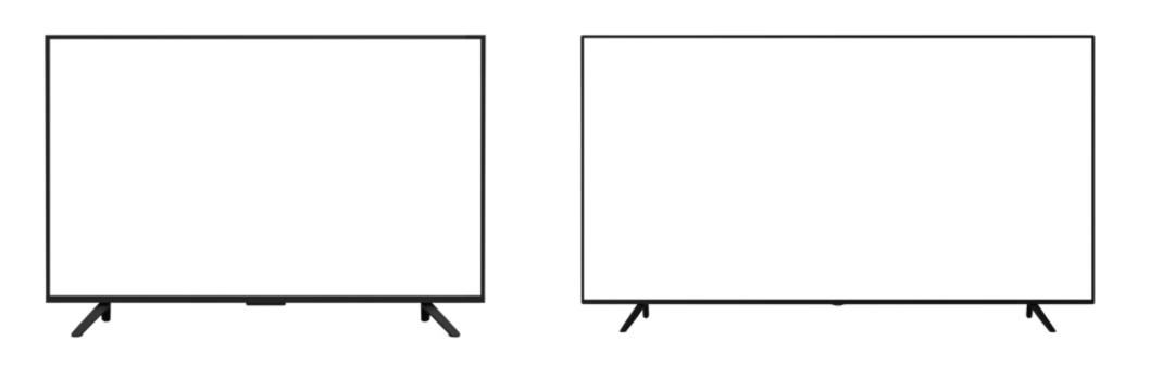 Modern TV screen mockup isolated cutout object with shadow on transparent background. LCD and LED screen with shadow .png file	