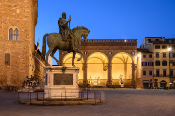 View of the so called Loggia dei Lanzi at Night - Florence, Italy