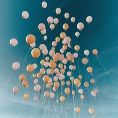a sky full of balloons