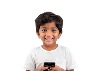 Young South Asian Boy Smiling with Phone