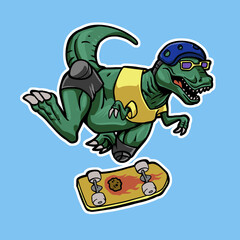 T Rex Dinosaur Riding on Skateboard Vector Cartoon T Rex Dinosaur Riding on Skateboard Vector Cartoon © John