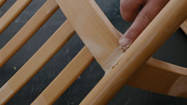 Restoration of a wooden chair. Close-up. Vintage things.