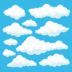 Flat clouds collection - obrazy, fototapety, plakaty