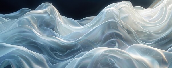 Elegant 3D abstract render depicting flowing fabric with captivating realism, suitable for use in digital art, product mockups, and visual storytelling.