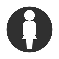 黒い丸に立っている女性のピクトグラム - ベーシックな人型のアイコン

