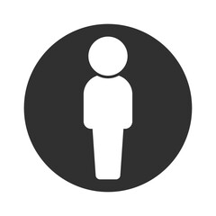 黒い丸に立っている人物のピクトグラム - ベーシックな人型のアイコン
