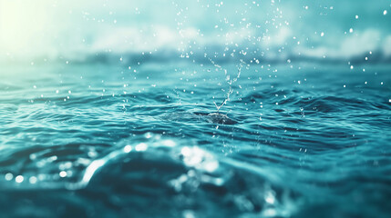 Crisp blue water droplets making a splash, great for environmental campaigns or clean water initiative promotions. - obrazy, fototapety, plakaty