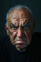 Obraz premium A portrait of a man with a disgusted expression. His nose is wrinkled and his mouth is turned down.