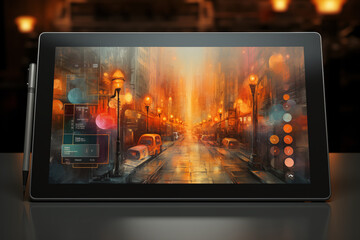 Digital artwork creation on tablet with stylus